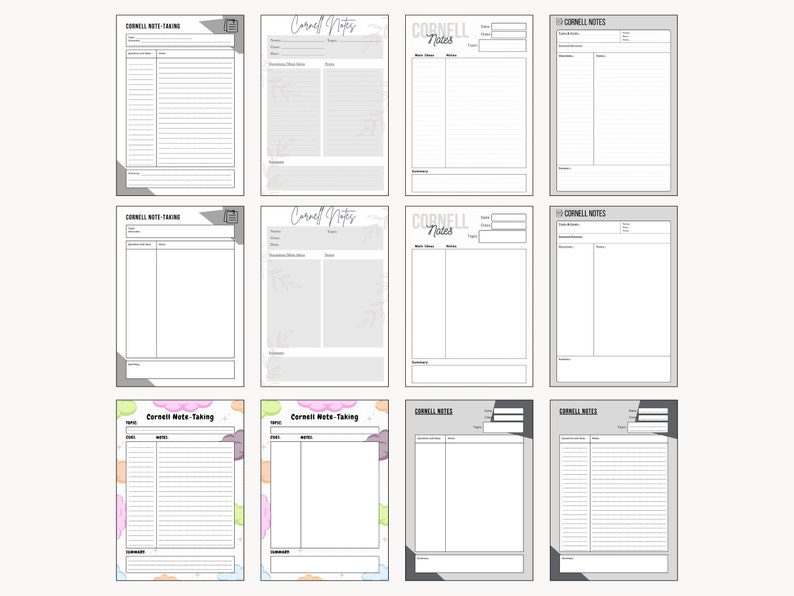 Cornell Notes Paper, Printable Lecture Notes Template, Student Cornell ...