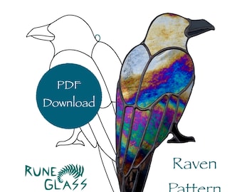 Raven or Crow Pattern for Stained Glass (Hobby and Commercial)