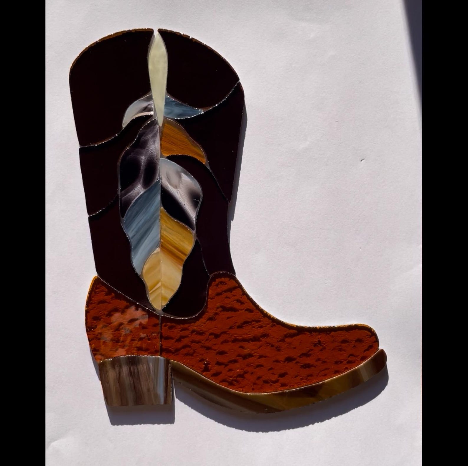 Cowboy Boot With Feather Design Pattern for Stained Glass - With Bonus ...