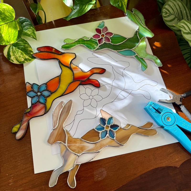 Simple Stained Glass Rabbit Glass Rabbit - Etsy