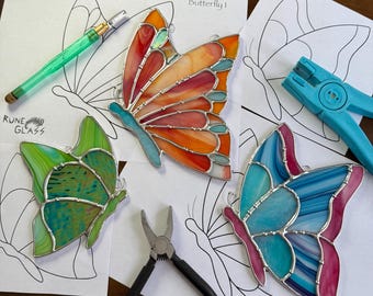 Butterfly Pattern Pack for Stained Glass, Beginner Friendly (Hobby and Commercial)