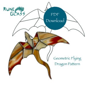 Geometric Flying Dragon Pattern for Stained Glass (Hobby and Commercial)