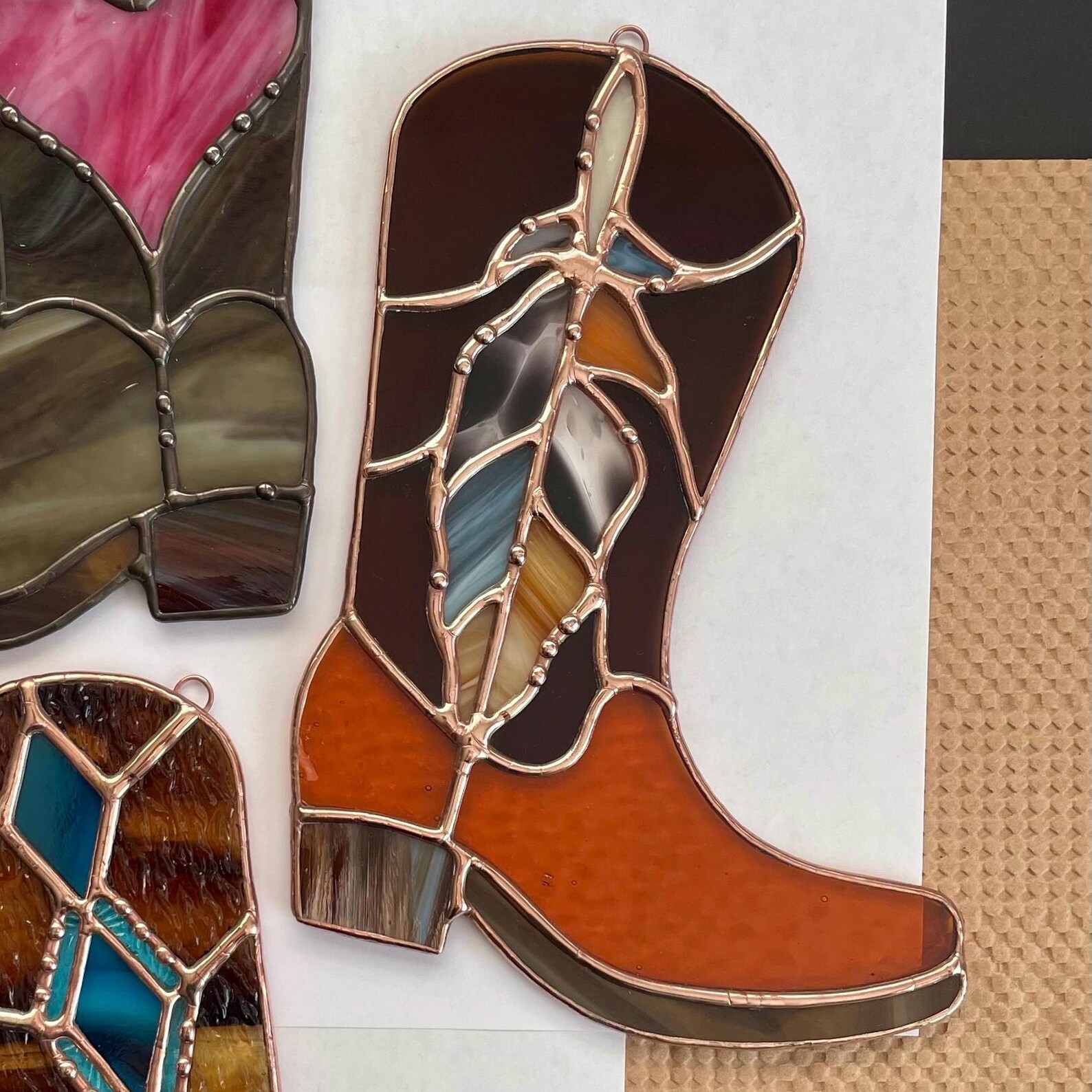 Cowboy Boot With Feather Design Pattern for Stained Glass - With Bonus ...