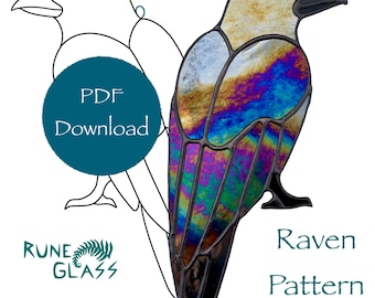 Raven or Crow Pattern for Stained Glass (Hobby and Commercial)