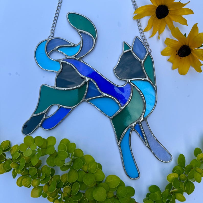 Primitive Leaping Cat Pattern Leaping Kitty Cat Pattern for Stained Glass (hobby and Commercial) - Etsy