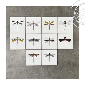 Dragonfly Tiles, Insect Ceramic Tile Set for Home Decor