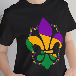 Fleur de lis shirt, Mardi Gras gift, Beads t-shirt, Gift for Louisiana natives, Fat Tuesday shirt, Parade t-shirt
