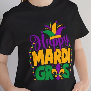Mardi Gras Themed Shirt - Bold Colors and Beads, Perfect Attire for Celebrations - Great Gift for Party Lover, Louisiana local gift