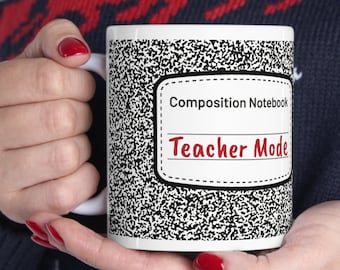 Composition Book mug Design, Black White, Composition Notebook Cover cup, Back to School gift, Teacher gift