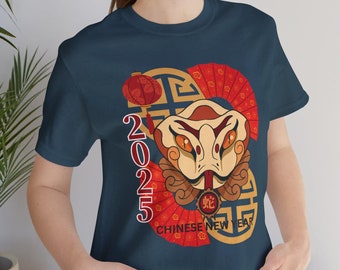 Snake Head Chinese New Year 2025 Unisex Tee, Year of the Snake Shirt, Zodiac Animal T-Shirt, Lunar Zodiac Top, Reptile Graphic Tee