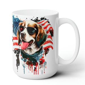 American flag mug, dog lover cup, 4th of July mug, Independence Day cup, patriotic gift, dog lover gift
