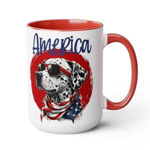 America mug, 4th of July cup, patriotic mug, Independence Day cup, patriotic gift, Dalmatian lover gift