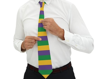 Mardi Gras Necktie, Fat Tuesday necktie, Unique carnival gift, gift for him, NOLA tie, Mardi Gras striped tie