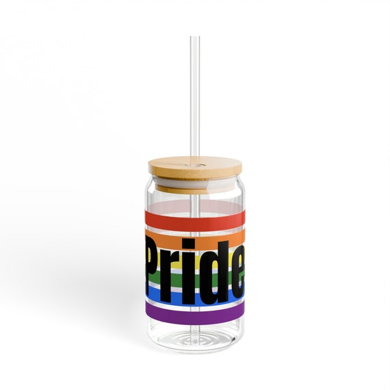 Libbey Glass 16oz, LGBTQ2 Pride Rainbow, Gay Pride, LGBTQ Libbey glass, Rainbow can
