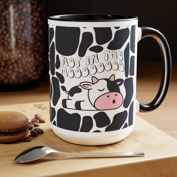 Cow pattern Two-Tone Coffee Mugs, 15oz not in the mood cow cup, animal print gift mug, funny hot chocolate gift
