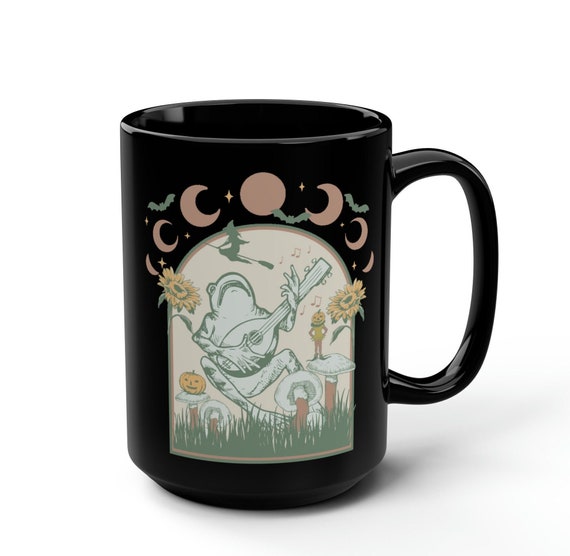 Cottage core frog botanical mug, Frog mug, Cottage core frog cup, botanical frog mug, frog cup, frog gift