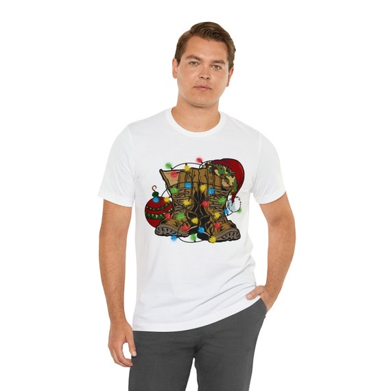 Veteran Christmas shirt, Christmas veteran tee, Army boots tee, gift for soldier, holiday soldier gift