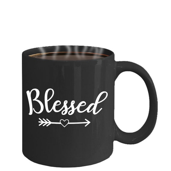 Blessed mug, black ceramic mug, coffee cup, Christian cup, gift for him, gift for her