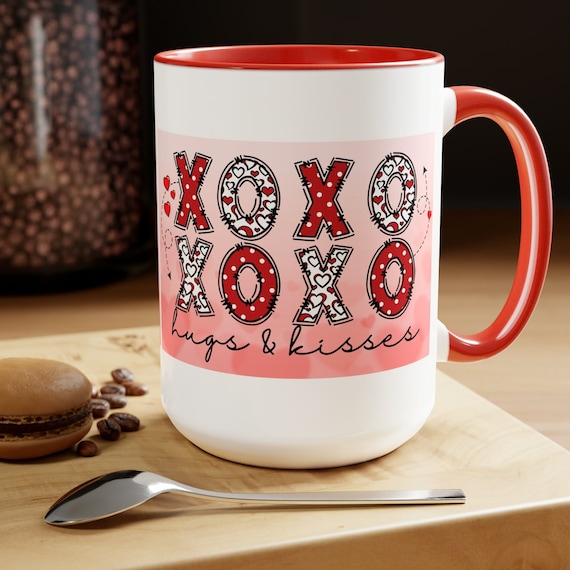 Valentine's Day mug, Valentine xoxo hugs and kisses cup, gift for significant other, boyfriend mug, Valentine gift