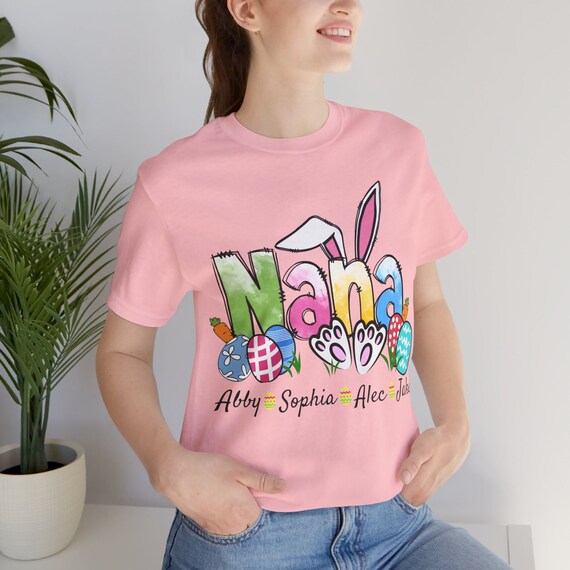 Custom Nana shirt, Custom Easter Peeps Kid Name tee, Bunny T-shirt, Happy Easter gift, Nana gift
