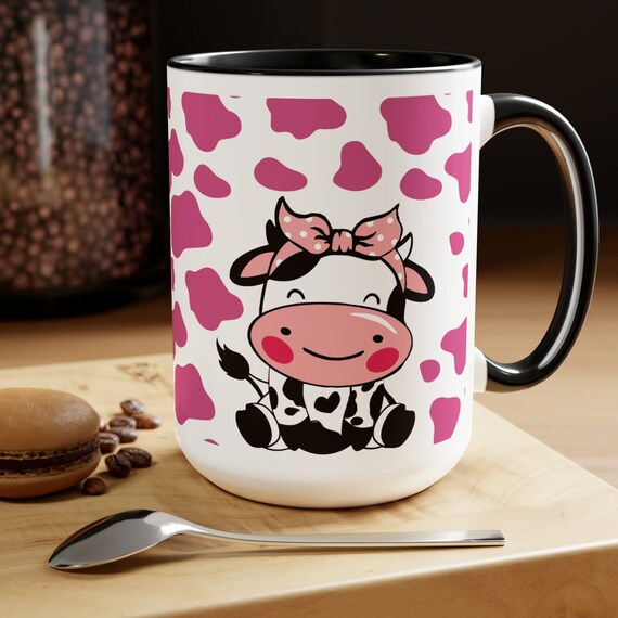 Cow print Valentine Day Mugs, 15oz Valentine coffee cup, colorful cow print girlfriend gift, gift for lover