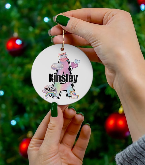 Customized kid Unicorn ornament, personalized unicorn ornament, ceramic unicorn bauble, children's personalized unicorn ornament