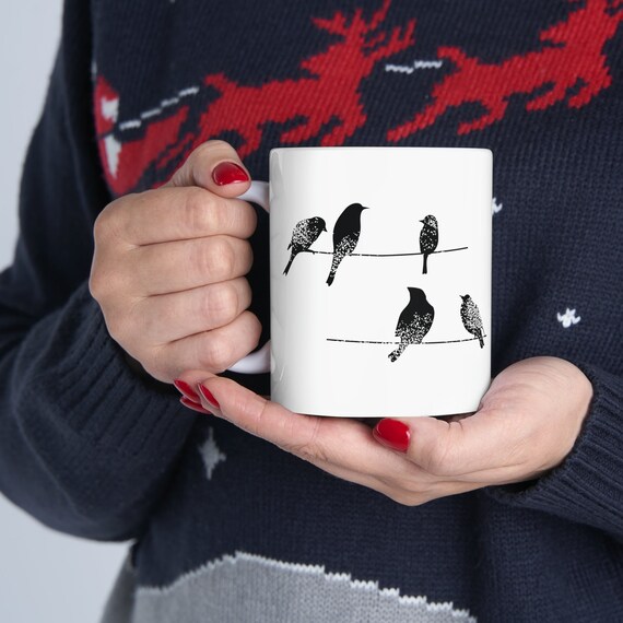 Bird mug, bird watcher cup, aviary gift, feathered friend mug, Animal lover gift