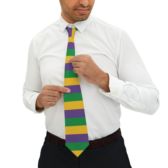 Mardi Gras Necktie, Fat Tuesday necktie, Unique carnival gift, gift for him, NOLA tie, Mardi Gras striped tie