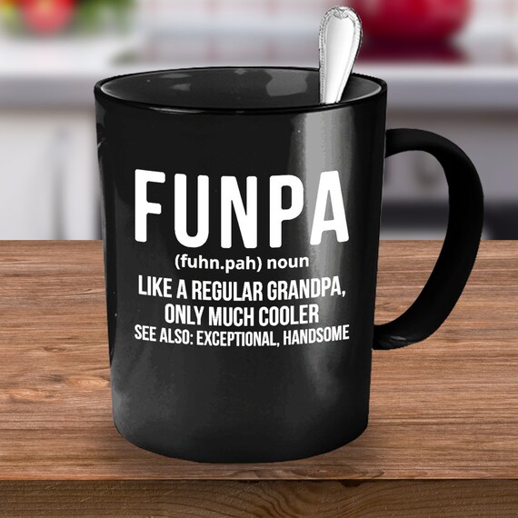 Grandpa mug, funpa coffee cup, black ceramic mug, father's day cup, gift for him