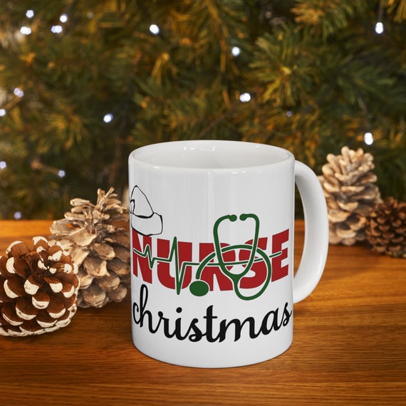 Christmas nurse mug, Christmas gift, holiday cup, Registered nurse gift, RN mug, LPN cup
