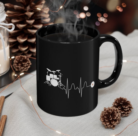 Drumline mug, gift for drumline, band cup, musician gift, drumline heartbeat mug, music cup