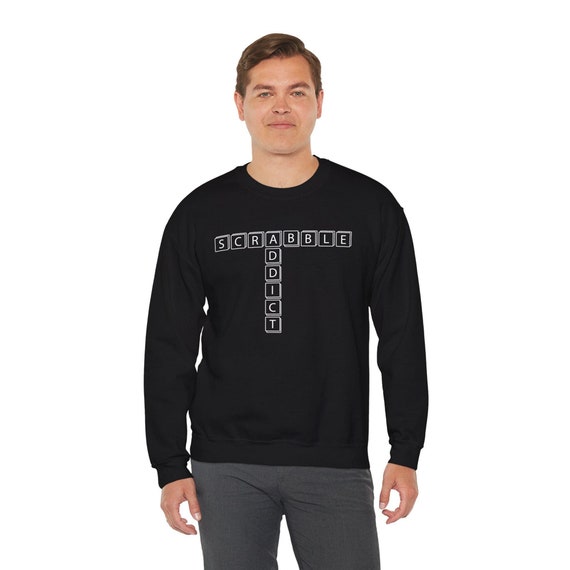 Scrabble Addict Sweatshirt, Word Game Lover Jumper, Puzzle Enthusiast Pullover, Unisex Crewneck, Gift for Board Game Fanatics, Scrabble