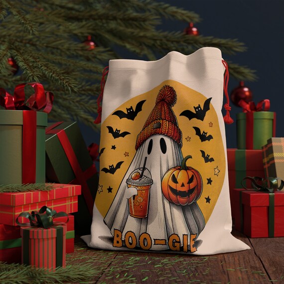 Halloween Ghost Steampunk bag, Bougie Ghost Santa sack, Steampunk gift, Holiday gift for Bougie friend, Halloween sack