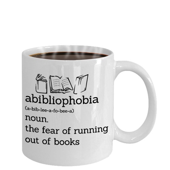 Abibliophobia mug, book mug, book lover cup, librarian cup, gift for her, gift for him