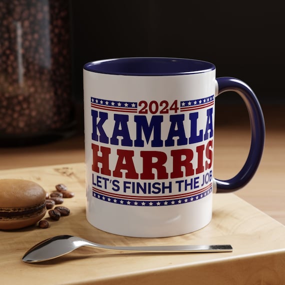 Harris Walz 2024 mug, Kamala Harris Tim Walz for President cup, Election gift, 2024 mug, Let's Finish the Job cup