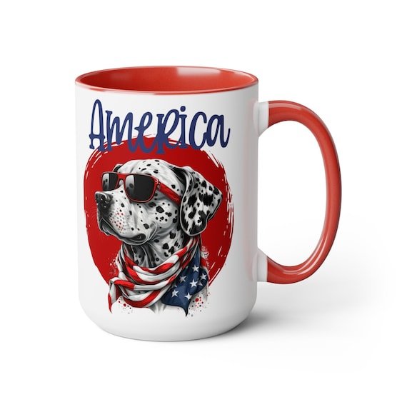 America mug, 4th of July cup, patriotic mug, Independence Day cup, patriotic gift, Dalmatian lover gift