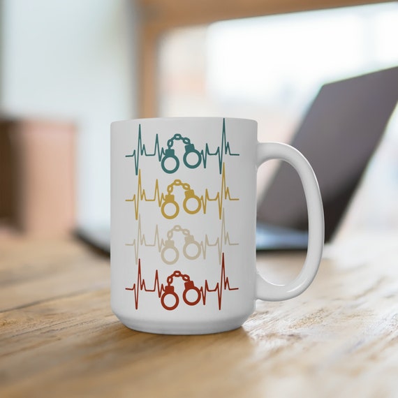 Police Officer mug, Officer cup, Correctional officer mug, handcuff cup, handcuff heartbeat mug, gift for officer