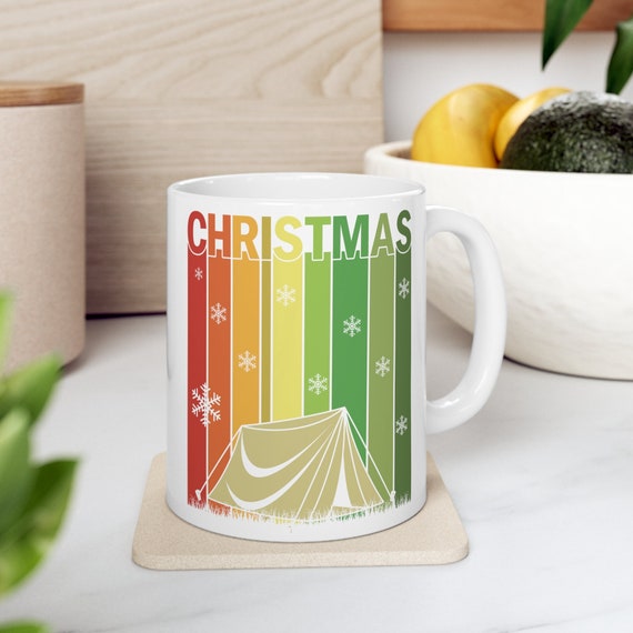Christmas camping mug, Christmas gift, camping cup, outdoor lover gift, campfire mug