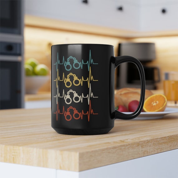 Corrections officer mug, Heartbeat cup, Handcuff mug, Law Enforcement cup, Cop gift, gift for cop