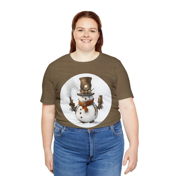 Steampunk snowman shirt, snowman Christmas top hat t-shirt, Unique gift for Steampunk lover, steambag tee, dieselpunk gift