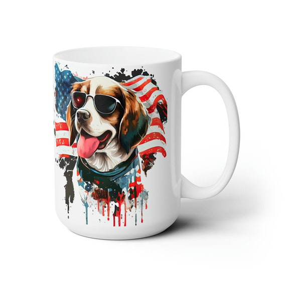 American flag mug, dog lover cup, 4th of July mug, Independence Day cup, patriotic gift, dog lover gift