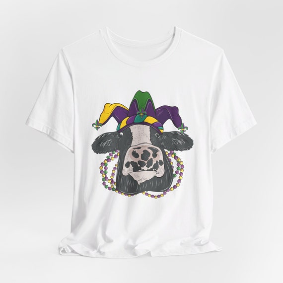 Cow Mardi Gras shirt, Mardi Gras Celebration Shirt, Perfect Parade Wear, Perfect for Festive Occasions, Unique Gift for Locals