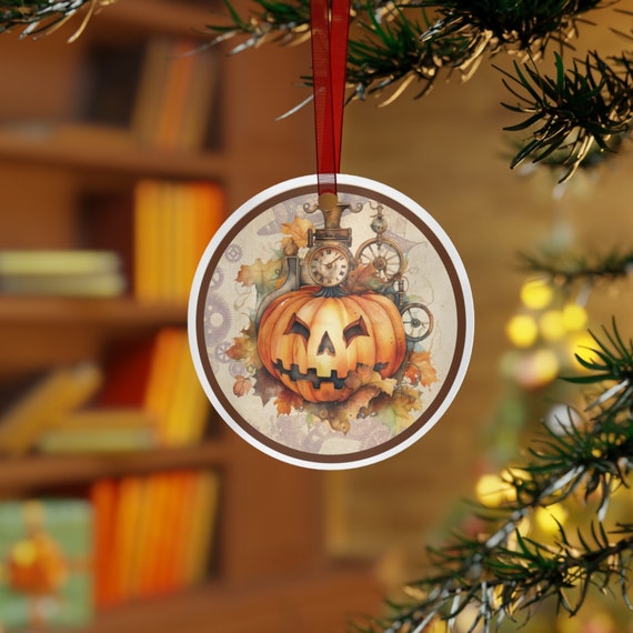 Halloween Steampunk ornament, Halloween bauble, Pumpkin Fall ornament gift, Fall Holiday gift