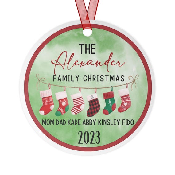 Christmas Family Metal Ornament, Personalized Holiday Decor Gift, Custom Family Stockings Decoration, Christmas Tree Decorations, Xmas
