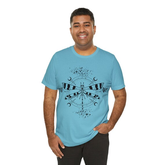 Dragonfly shirt, Celestial hand drawn t-shirt, Magical lunar insect tee, gift for lunar lovers, nature lover gift, magical lunar insect tee