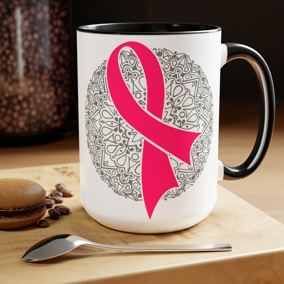 Breast Cancer mandala mug, mandala cup, awareness gift, Tatas mug, Survivor gift