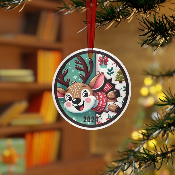 Christmas Reindeer ornament, Steampunk holiday season ornament, Caribou bauble gift, Christmas tree gift, Reindeer bauble