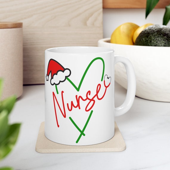 Christmas nurse mug, Christmas gift, holiday cup, Registered nurse gift, RN mug, LPN cup