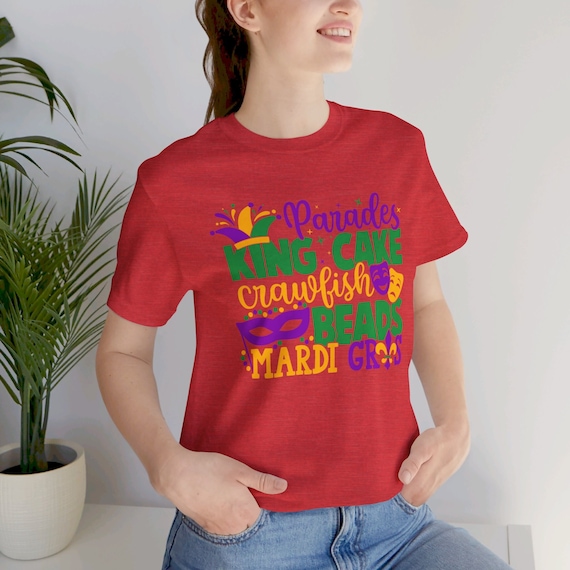 Mardi Gras Themed Shirt, Mixed Script & Print Word Collage, Essence of New Orleans, Great Birthday Gift for Party Lovers