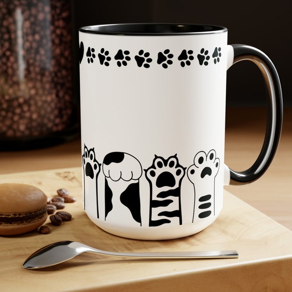 Cat lady mug, Valentine gift for cat lover, pet coffee cup, pet paws mug, feline mom present, kitty cup